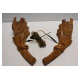 2 Carved Wooden Wall Sconces