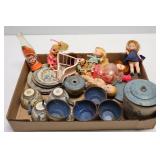 Childs Ohio Art Tea Set & Dolls