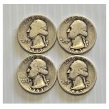 (4) 1943 United States Washington Quarters