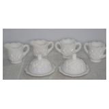 Miniature Milk Glass Sugar, Creamer & Covered Butt