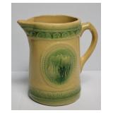 Cream & Green Cow Yellow Ware Pitcher