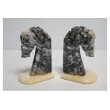 Marble Horse Head Bookends