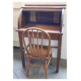 Oak Childs Roll Top Desk w/ Chair