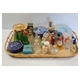 Tray of Perfume Bottles & Powder