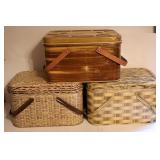3 Metal Picnic Baskets