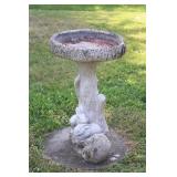 Concrete Birdbath w/ Rabbits