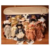 Porcelain Collector Dolls in Tote