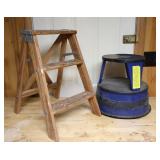Wooden Step Ladder & Rolling Step Stool