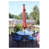 Outdoor Patio Table, Chairs & Umbrella