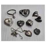 Vintage Sterling Silver Heart Jewelry