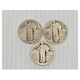 (3) Standing Liberty Silver Quarters