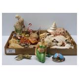 2 Trays of Seashells, Mermaids & Decor