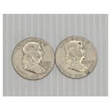 (2) 1963 Franklin Silver Half Dollar Coins