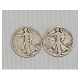(2) 1942 Walking Liberty Half Dollars