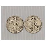 (2) 1942 Walking Liberty Half Dollars