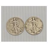 (2) 1944 Walking Liberty Half Dollars