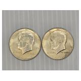 (2) 1964 Kennedy Silver Half Dollar Coins