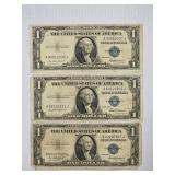 (3) 1935-F One Dollar Silver Certificates
