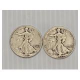 (2) 1942 Walking Liberty Half Dollars