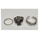 3 Vintage Sterling Silver Rings