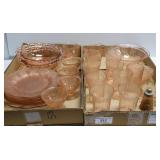 2 Trays of Pink Depression Glass
