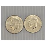 (2) 1964 Kennedy Silver Half Dollar Coins