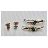 2 Pair of 14K Gold Earrings