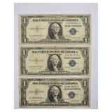 (3) 1935-G One Dollar Silver Certificates
