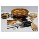 Tray Lot of Wooden Wares & Collectibles