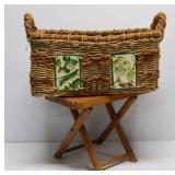 Basket & Folding Stool
