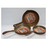 Wagner 1891 Cast Iron Nest of 3 Skillets