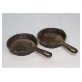 2 Advertising Miniature Cast Iron Skillets