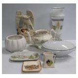Porcelain, Ironstone, Glass Tray Lot