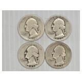 (4) Washington Silver Quarters