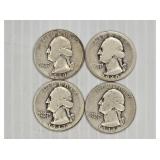 (4) Washington Silver Quarters