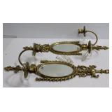 Mirrored Brass Candle Sconces