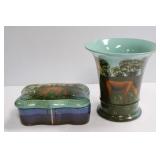 Decorative Horse Motif Vase & Dresser Box