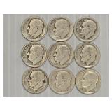 (9) Roosevelt Silver Dimes