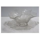 Cambridge Glass Rosepoint Ruffled Bowl & Tray
