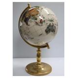 Gemstone Inlaid World Globe with Brass Base