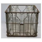 Wire Milk Crate w/ 6 Milk Jugs
