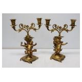 Pair of Gilded Neoclassical Style Candelabras