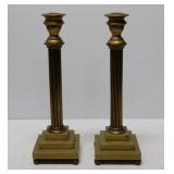 Pair of Heavy Brass Tone Candle Sticks