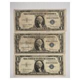 (3) 1935-A One Dollar Silver Certificates