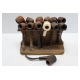 Selection of Smoking Pipes & Pipe Stand
