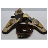 Vintage Cap Pistol w/Holster, Belt Buckle