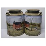 2 Decorative Cream Can Style Tins