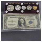 1957 US Silver Certificate and Proof Coin Set