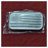 1oz .999 Fine Silver Bar US Flag