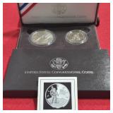 1988 US Silver Astronaut Dollar and Half Dollar